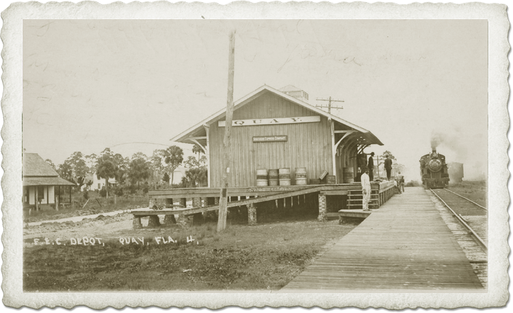 Old photo of a train station